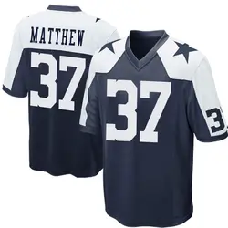 Nike Christian Matthew Dallas Cowboys Youth Game Navy Blue Throwback Jersey