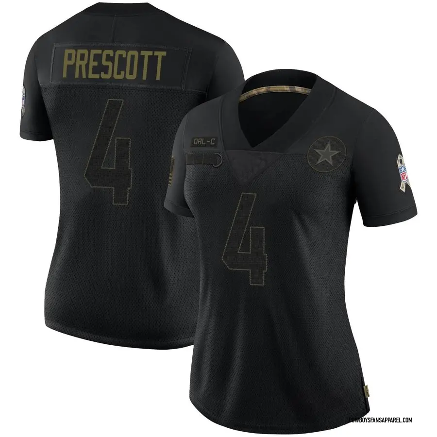Nike Dak Prescott Dallas Cowboys Women's Limited Black 2020 Salute To Service Jersey