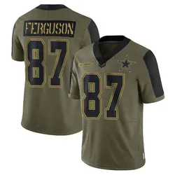 Nike Jake Ferguson Dallas Cowboys Men's Limited Olive 2021 Salute To Service Jersey