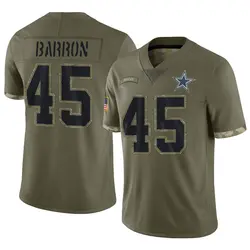 Nike Justin Barron Dallas Cowboys Men's Limited Olive 2022 Salute To Service Jersey
