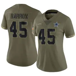 Nike Justin Barron Dallas Cowboys Women's Limited Olive 2022 Salute To Service Jersey