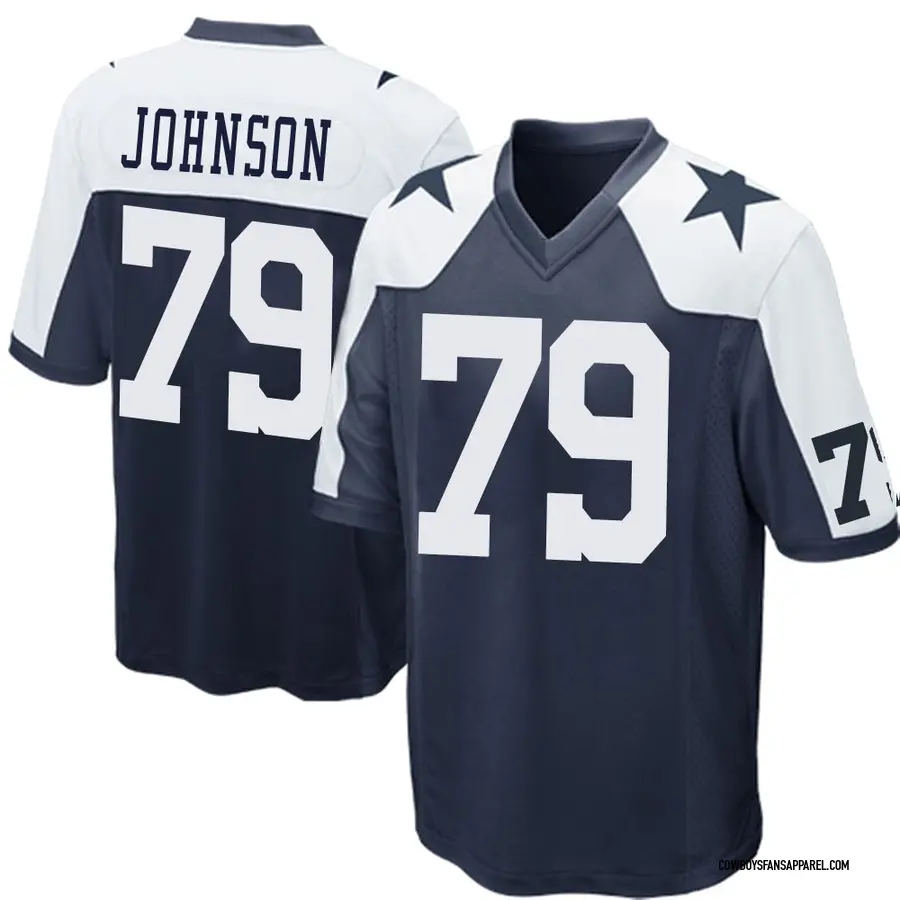Nike Marcellus Johnson Dallas Cowboys Men's Game Navy Blue Throwback Jersey