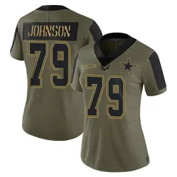 Nike Marcellus Johnson Dallas Cowboys Women's Limited Olive 2021 Salute To Service Jersey