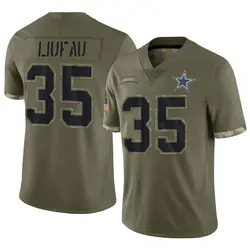 Nike Marist Liufau Dallas Cowboys Men's Limited Olive 2022 Salute To Service Jersey