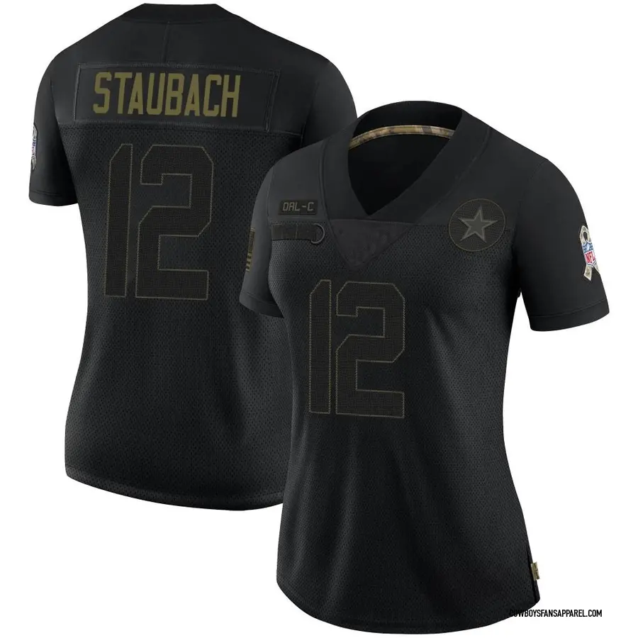 Nike Roger Staubach Dallas Cowboys Women's Limited Black 2020 Salute To  Service Jersey