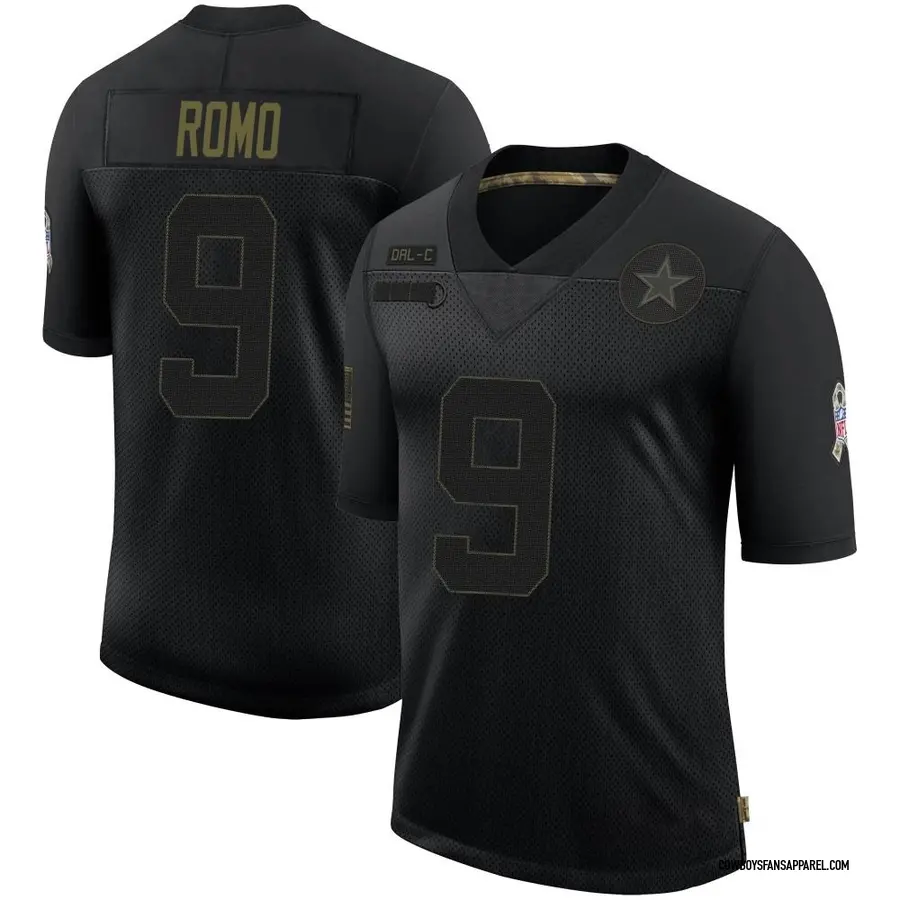 Nike Tony Romo Dallas Cowboys Youth Limited Black 2020 Salute To Service Jersey
