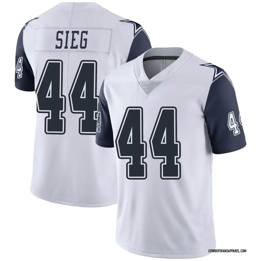 Nike Trent Sieg Dallas Cowboys Men's Limited White Color Rush Vapor Untouchable Jersey