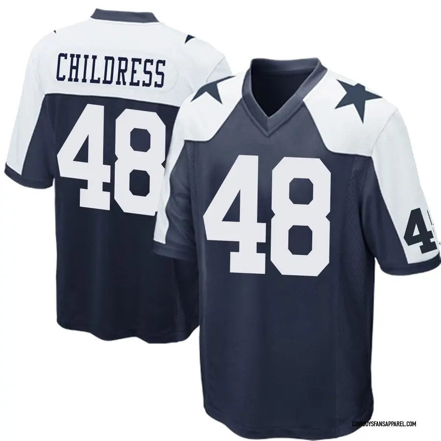 Nike Zion Childress Dallas Cowboys Youth Game Navy Blue Throwback Jersey